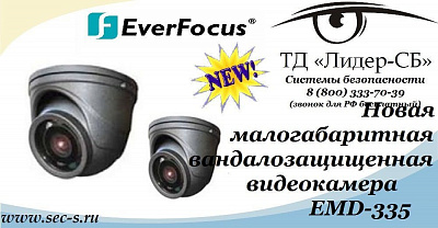 ТД «Лидер-СБ» анонсирует новую малогабаритную видеокамеру EverFocus.
EMD-335