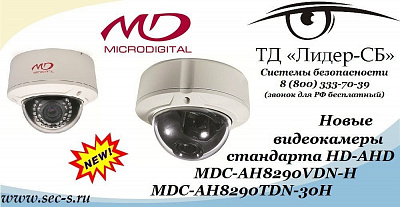 ТД «Лидер-СБ» начал продажи новых HD-AHD видеокамер Microdigital.
MDC-AH8290VDN-H
MDC-AH8290TDN-30H