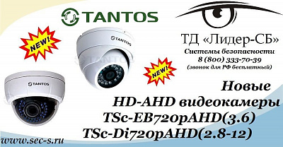 ТД «Лидер-СБ» представляет новые видеокамеры Tantos.
TSc-EB720pAHD(3.6)
TSc-Di720pAHD(2.8-12)